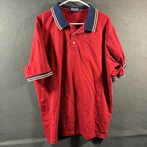VTG lands end men polo shirt xl red old money preppy golf faire isle embroidered